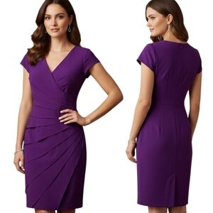 LONDON TIMES 🔖NWT! Purple Short Sleeve Sheath Dress - Size 10